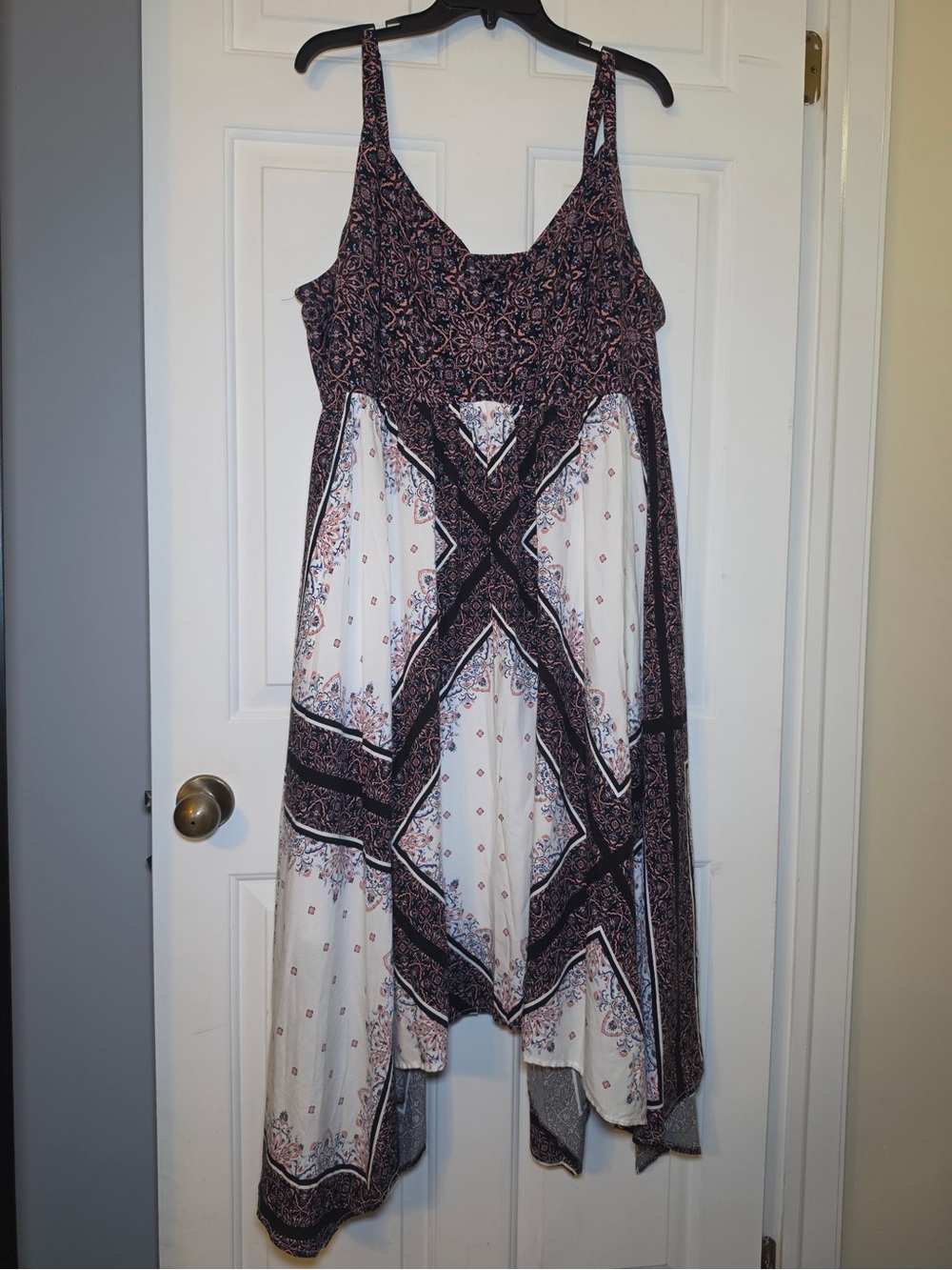 Torrid Paisley Handkerchief Hem Maxi Dress 2X Asymmetric V Neck Boho Whimsigoth